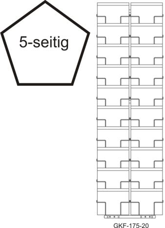 Bodenständer 175 mm, 100 Fächer, Querformat, 2-reihig, 5-seitig, silber
